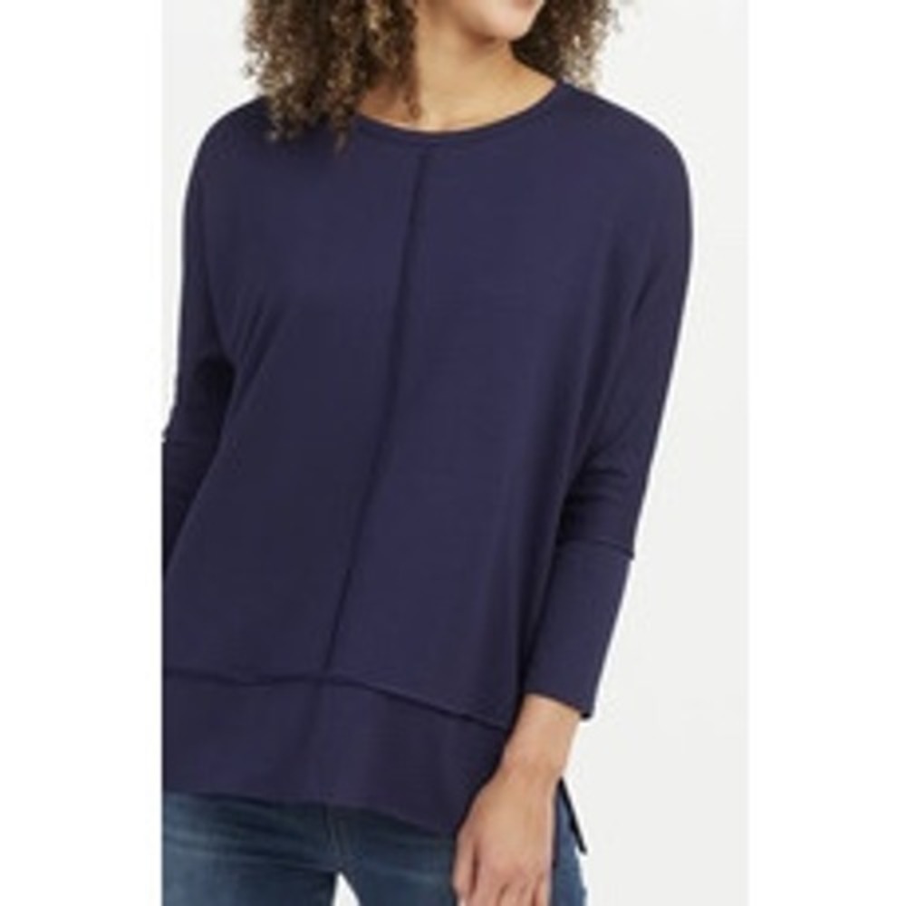 Spanx Perfect Length Doman Sleeve Crew Neck Oversized Sweatshirt Medium Navy - Picture 9 of 9